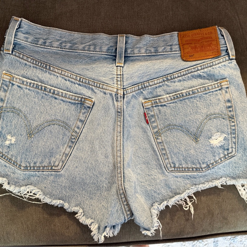 Levi's Blue Distressed Jean Shorts